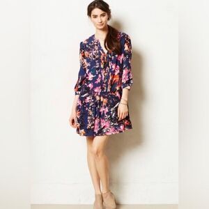 Anthropologie Maeve caravane drop waist floral tunic dress xs